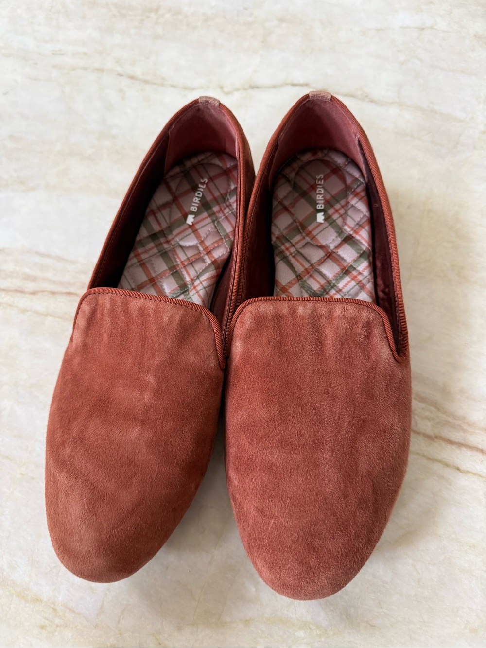 Birdies Suede Slip-On Loafers in Rusty Terracotta